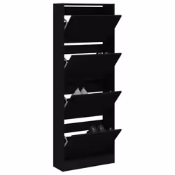 vidaXL Armoire à chaussures noir 60x21x163,5 cm bois d'ingénierie