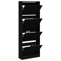 vidaXL Armoire à chaussures noir 60x21x163,5 cm bois d'ingénierie