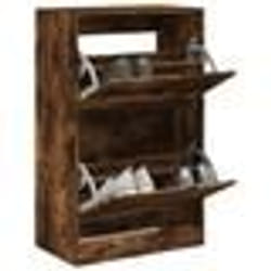 vidaXL Armoire à chaussures chêne fumé 60x34x96,5 cm bois d'ingénierie