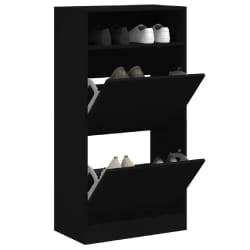 vidaXL Armoire à chaussures noir 60x34x116 cm bois d'ingénierie