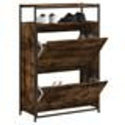vidaXL Armoire à chaussures chêne fumé 75x34x112 cm bois d'ingénierie