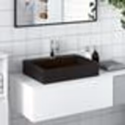 vidaXL Vasque 50x38x11 cm fonte minérale/marbre noir mat
