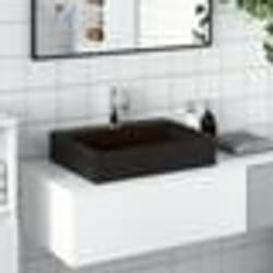 vidaXL Vasque 50x38x11 cm fonte minérale/marbre noir mat