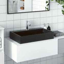 vidaXL Vasque 60x38x11 cm fonte minérale/marbre noir mat
