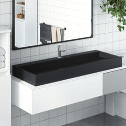 Vidaxl - Vasque 120x46x11 cm fonte minérale/marbre noir mat
