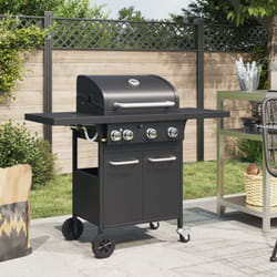 Vidaxl - Barbecue gril à gaz avec 4 brûleurs noir acier enduit de poudre