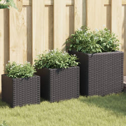 vidaXL Jardinières d'extérieur 3 pcs noir résine tressée