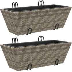 Jardinières avec crochets 2 pcs gris résine tressée vidaXL
