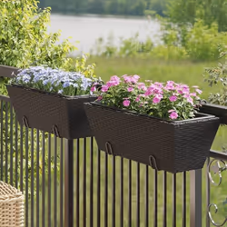 vidaXL Jardinières avec crochets 2 pcs noir résine tressée