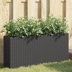 vidaXL Jardinière avec 2 pots noir 90x20x40 cm résine tressée