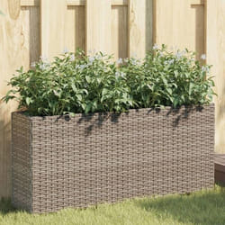Jardinière Avec 2 Pots Gris 90x20x40 Cm Résine Tressée Vidaxl