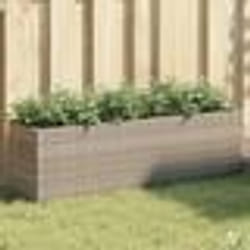 vidaXL Jardinière avec 3 pots gris 105x30x32 cm résine tressée jardinière dextérieur bac à fleurs bac à tomates 366418