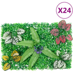 Clôture À Plantes Artificielles 24 Pcs Vert 40x60 Cm - Vidaxl