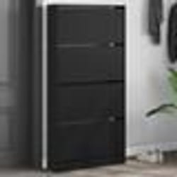 vidaXL Armoire à chaussures 4 tiroirs rabattables noir 80x21x163,5 cm