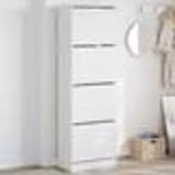 vidaXL Armoire à chaussures 4 tiroirs rabattables blanc 60x34x187,5 cm