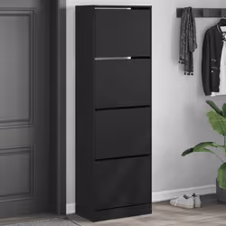 vidaXL Armoire à chaussures 4 tiroirs rabattables noir 60x34x187,5 cm