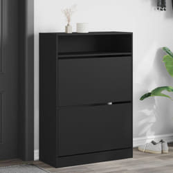 Vidaxl - Armoire à chaussures 2 tiroirs rabattables noir 80x34x116 cm