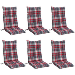 vidaXL Coussins de chaise à dossier haut lot de 6 motif carreaux rouge
