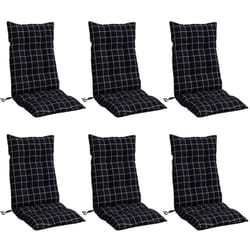 Vidaxl Coussins De Chaise À Dossier Haut Lot De 6 Motif Carreaux Noir