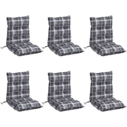 vidaXL Coussins de chaise à dossier bas lot de 6 motif à carreaux gris