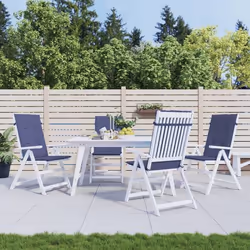 vidaXL Coussins de chaise à dossier haut lot de 4 bleu marine tissu