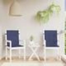 vidaXL Coussins de chaise à dossier bas lot de 2 bleu marine tissu
