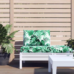 vidaXL Coussins de palette lot de 2 à motif feuilles