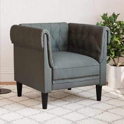 Vidaxl - Fauteuil Chesterfield gris foncé tissu