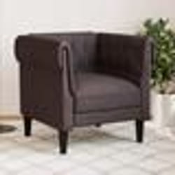 vidaXL Fauteuil Chesterfield marron foncé tissu