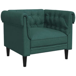 vidaXL Fauteuil Chesterfield vert foncé tissu