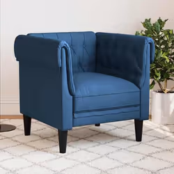 vidaXL Fauteuil Chesterfield bleu tissu