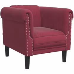 vidaXL Fauteuil rouge bordeaux velours