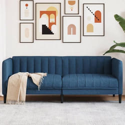 vidaXL Canapé à 2 places bleu tissu