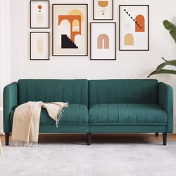 vidaXL Canapé à 3 places vert foncé tissu