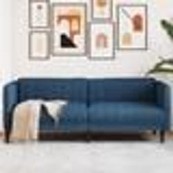 vidaXL Canapé à 3 places bleu tissu