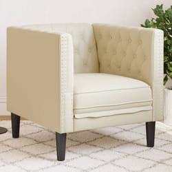 Vidaxl - Fauteuil Chesterfield crème similicuir