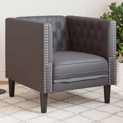 Vidaxl - Fauteuil Chesterfield Gris Similicuir