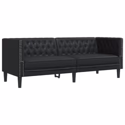VidaXL 372666, Noir, 3 siège(s), mousse, Simili-cuir, Polywood, Bois, 1940 mm, 745 mm