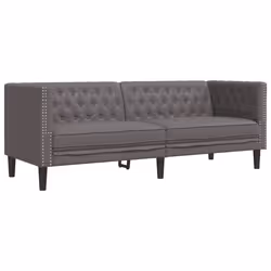 VidaXL 372669, Gris, 3 siège(s), mousse, Simili-cuir, Polywood, Bois, 1940 mm, 745 mm
