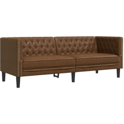 Vidaxl - Canapé à 3 places Chesterfield marron similicuir daim