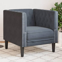 Vidaxl - Fauteuil Chesterfield gris foncé velours