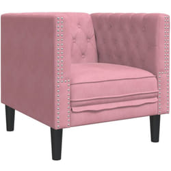 Vidaxl - Fauteuil Chesterfield rose velours