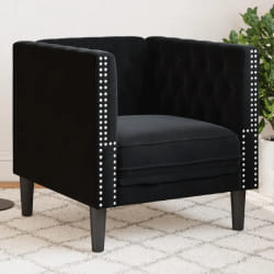 vidaXL Fauteuil Chesterfield - Noir velours