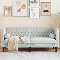 Vidaxl - Canapé Chesterfield avec traversins 2 places gris clair velours