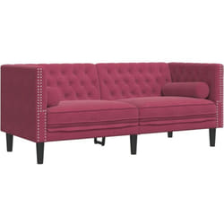 Vidaxl - Canapé Chesterfield avec traversins 2 places velours