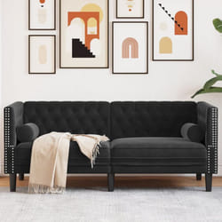 Vidaxl - Canapé Chesterfield avec traversins 2 places noir velours