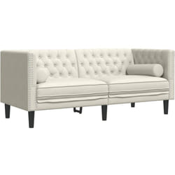 Vidaxl - Canapé Chesterfield avec traversins 2 places crème velours