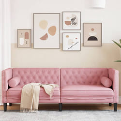 Vidaxl - Canapé Chesterfield avec traversins 3 places rose velours