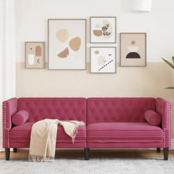VIDAXL Canapé Chesterfield - Roue Bordeaux