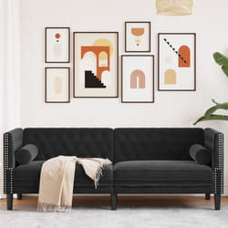 Vidaxl - Canapé Chesterfield avec traversins 3 places noir velours